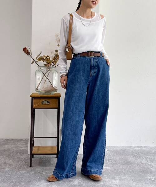 fredy emue（フレディエミュ）の「セミワイドデニムパンツ（デニムパンツ・レディース・サックスブルー/ブルー・36/38）」の18枚目の写真