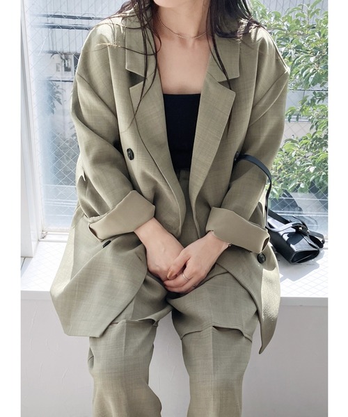 reca（レカ）の「【ZOZOTOWN限定】ダブルブレストテーラードジャケット（テーラードジャケット・レディース・グレー/ベージュ系その他/グリーン・FREE）」の3枚目の写真