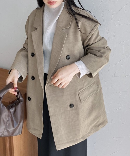 reca（レカ）の「【ZOZOTOWN限定】ダブルブレストテーラードジャケット（テーラードジャケット・レディース・グレー/ベージュ系その他/グリーン・FREE）」の6枚目の写真