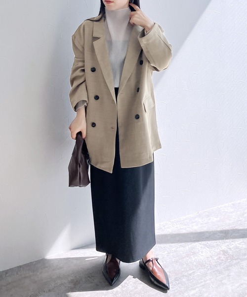 reca（レカ）の「【ZOZOTOWN限定】ダブルブレストテーラードジャケット（テーラードジャケット・レディース・グレー/ベージュ系その他/グリーン・FREE）」の7枚目の写真