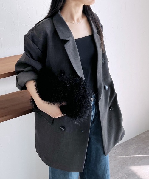 reca（レカ）の「【ZOZOTOWN限定】ダブルブレストテーラードジャケット（テーラードジャケット・レディース・グレー/ベージュ系その他/グリーン・FREE）」の10枚目の写真