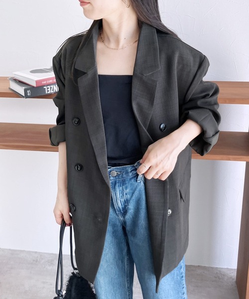 reca（レカ）の「【ZOZOTOWN限定】ダブルブレストテーラードジャケット（テーラードジャケット・レディース・グレー/ベージュ系その他/グリーン・FREE）」の11枚目の写真