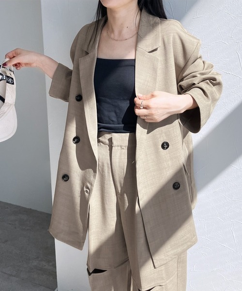 reca（レカ）の「【ZOZOTOWN限定】ダブルブレストテーラードジャケット（テーラードジャケット・レディース・グレー/ベージュ系その他/グリーン・FREE）」の8枚目の写真