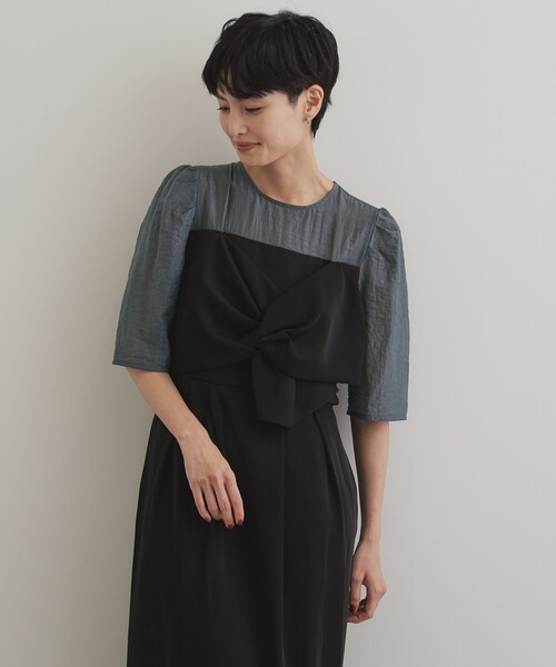 OPAQUE.CLIP（オペークドットクリップ）の「◆レイヤード風ドッキングワンピース/オケージョン対応【洗濯機洗い可】（ワンピース・レディース・ブラック系4/ネイビー系4・38/40/42）」の3枚目の写真