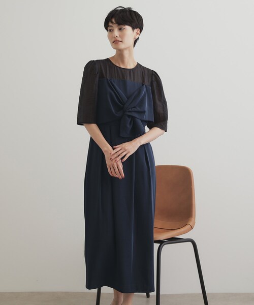 OPAQUE.CLIP（オペークドットクリップ）の「◆レイヤード風ドッキングワンピース/オケージョン対応【洗濯機洗い可】（ワンピース・レディース・ブラック系4/ネイビー系4・38/40/42）」の12枚目の写真