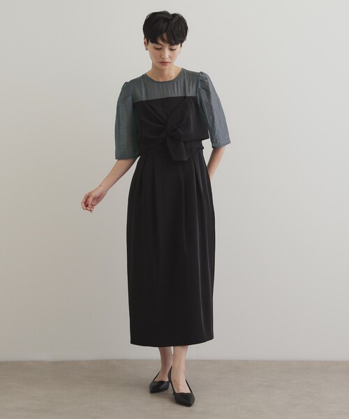 OPAQUE.CLIP（オペークドットクリップ）の「◆レイヤード風ドッキングワンピース/オケージョン対応【洗濯機洗い可】（ワンピース・レディース・ブラック系4/ネイビー系4・38/40/42）」の15枚目の写真