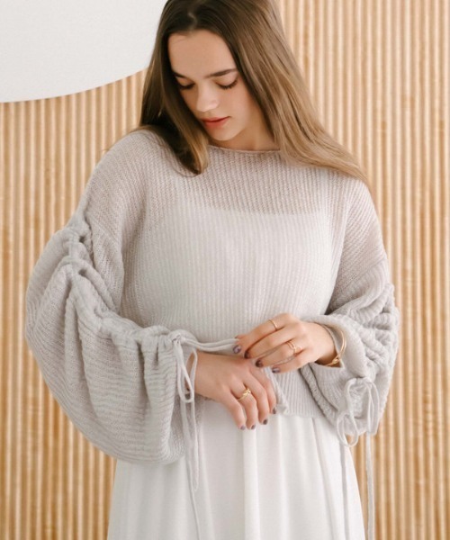 ラメ透かしドロストニット×ティアードキャミワンピースＳＥＴ