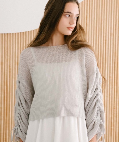 ラメ透かしドロストニット×ティアードキャミワンピースＳＥＴ