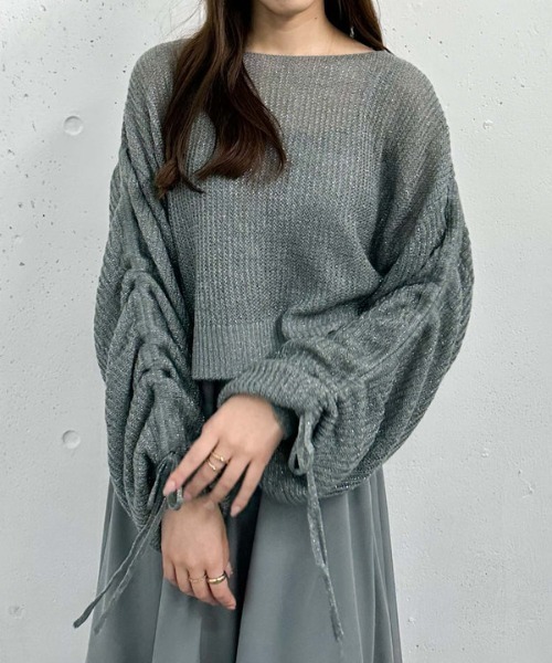 ラメ透かしドロストニット×ティアードキャミワンピースＳＥＴ