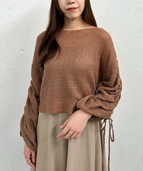 ラメ透かしドロストニット×ティアードキャミワンピースＳＥＴ