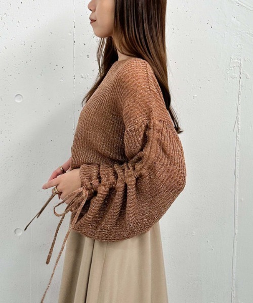 ラメ透かしドロストニット×ティアードキャミワンピースＳＥＴ