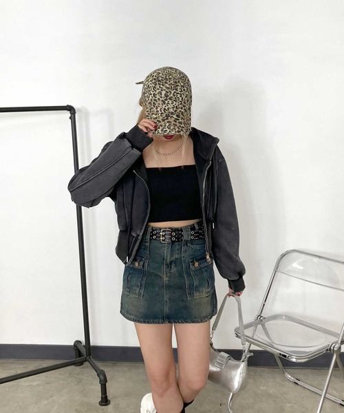 non-hedge（ノンヘッジ）の「ブリーチジップアップショート丈パーカー（パーカー・レディース・ブラック/グレー・FREE）」の13枚目の写真