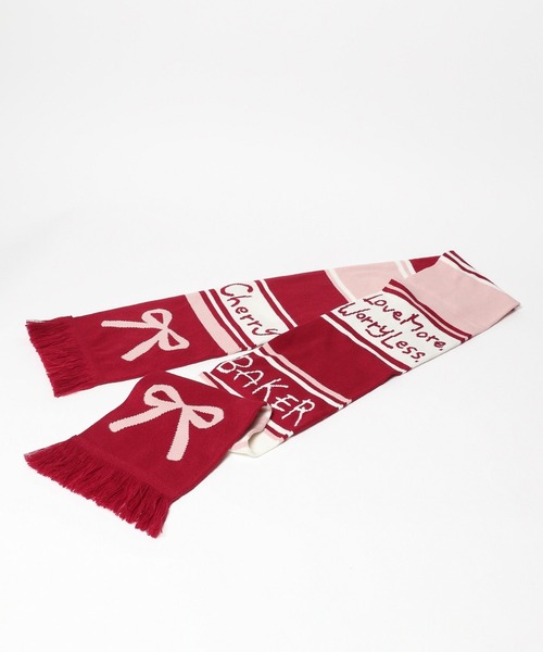 シャドーフォックス　マフラー　チャーム付き／レッド／GAKE 日本製❣️ シャドーフォックス マフラー チャーム付き／レッド／GAKE 日本