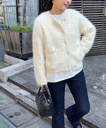 シャギーポケ付きジャケットカーディガン