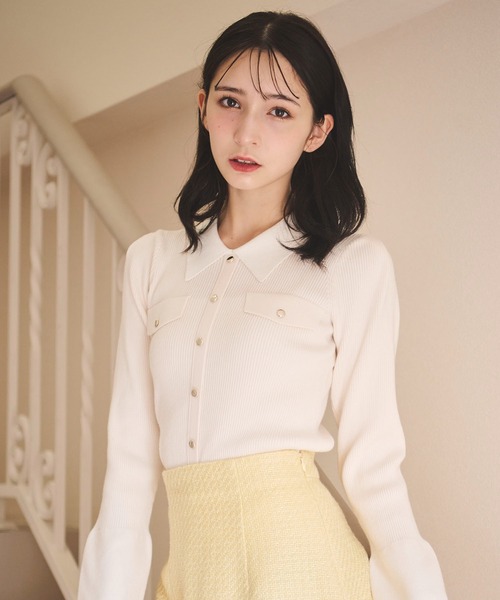 31 Sons de mode（トランテアン　ソン　ドゥ　モード）の「ワークポケットリブニット（ニット/セーター・レディース・グリーン/クリーム/ブラック・フリー）」の19枚目の写真