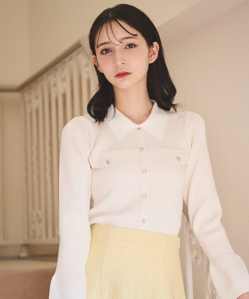 31 Sons de mode（トランテアン　ソン　ドゥ　モード）の「ワークポケットリブニット（ニット/セーター・レディース・グリーン/クリーム/ブラック・フリー）」の20枚目の写真