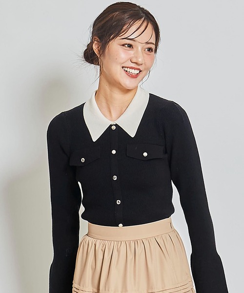 31 Sons de mode（トランテアン　ソン　ドゥ　モード）の「ワークポケットリブニット（ニット/セーター・レディース・グリーン/クリーム/ブラック・フリー）」の9枚目の写真