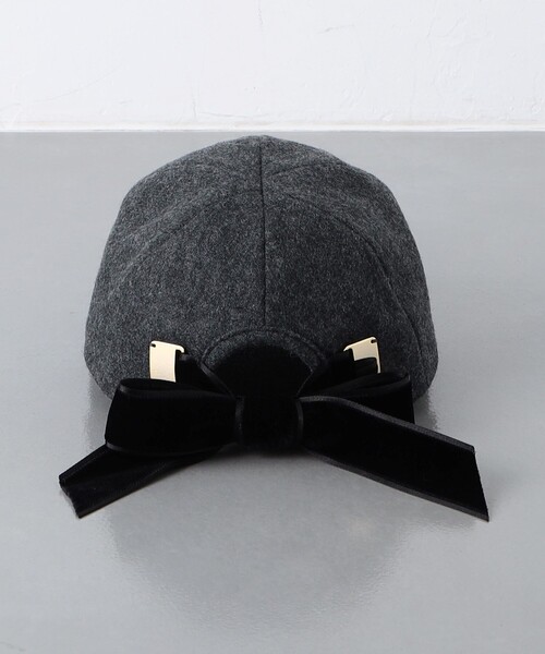 アシーナニューヨーク　ウールリボンキャップ　秋冬 アシーナニューヨークリボン帽子キャップリボン黒