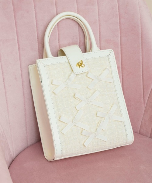 WILLSELECTION（ウィルセレクション）の「2wayツイードリボンバッグ（ショルダーバッグ・レディース・オフホワイト/ピンク/ブラック・FREE）」の4枚目の写真