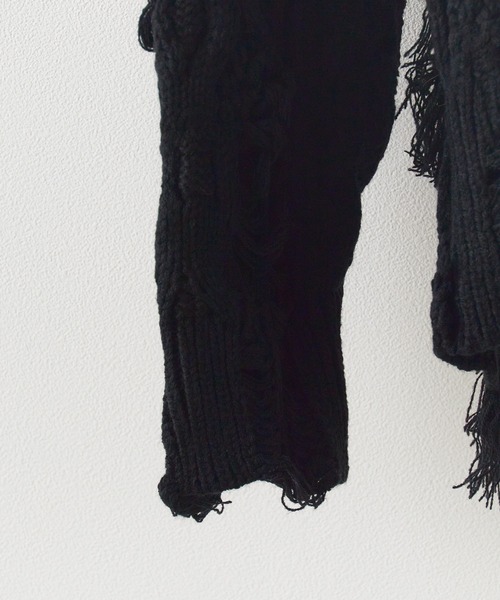 Chick(チック)の「Dirt Processing Damage Knit / 汚れ加工ダメージニット(ニット/セーター・レディース・ブラック/グレー/ブラウン・FREE)」の4枚目の写真