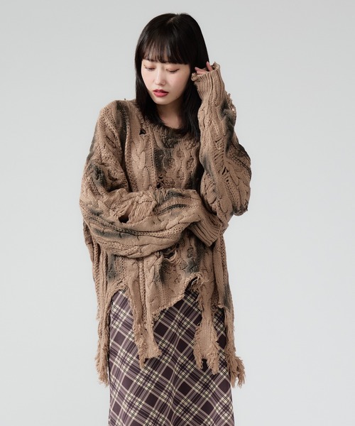 セール】Dirt Processing Damage Knit / 汚れ加工ダメージニット