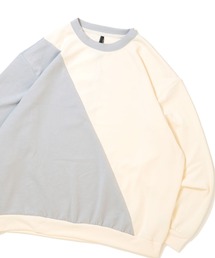cardboard knit switching crew neck cutsew/ダンボールニット 切り替え クルーネック カットソー オーバーサイズ メンズ レディース