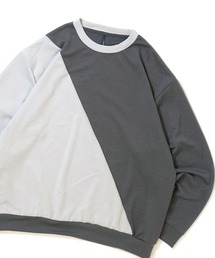 HALHAM（ハルハム）の「cardboard knit switching crew neck cutsew/ダンボールニット 切り替え クルーネック カットソー オーバーサイズ メンズ レディース（スウェット）」