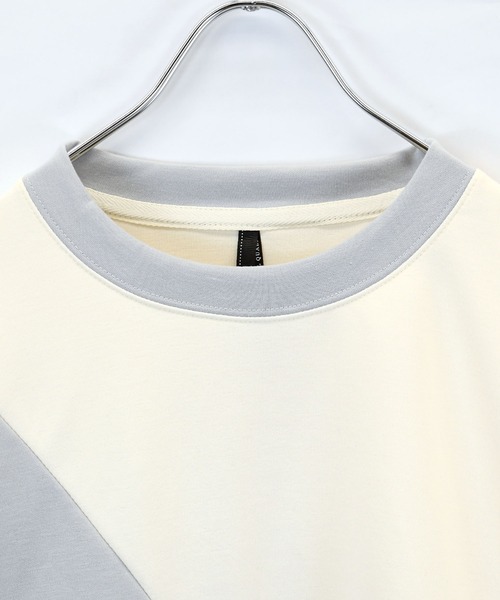 おしゃれスタ（オシャレスタ）の「cardboard knit switching crew neck cutsew/ダンボールニット 切り替え クルーネック カットソー オーバーサイズ メンズ レディース（スウェット・メンズ・ブラック/サックスブルー/チャコールグレー/ホワイト・M/L/XL）」の13枚目の写真