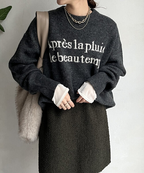 【セール】【WEB限定】メランジロゴニットトップス（ニット/セーター）｜DouDou（ドゥドゥ）