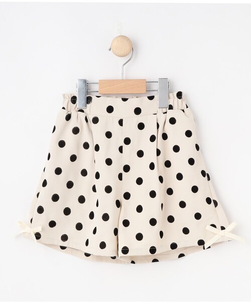 SHOO・LA・RUE（シューラルー）の「【100-140cm/プチセレ/セットアップ可】フロッキードットショートパンツ（その他パンツ・キッズ・アイボリー/ブラック・10/11/12/13/14）」の3枚目の写真