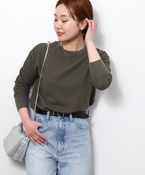 JOURNAL STANDARD relume(ジャーナルスタンダード レリューム)の「《追加9》TCワッフルロングスリーブTシャツ(Tシャツ/カットソー・レディース・ライトグレー/タン/チャコールグレー/ストーン・FREE)」の3枚目の写真