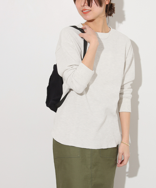 JOURNAL STANDARD relume(ジャーナルスタンダード レリューム)の「《追加9》TCワッフルロングスリーブTシャツ(Tシャツ/カットソー・レディース・ライトグレー/タン/チャコールグレー/ストーン・FREE)」の2枚目の写真