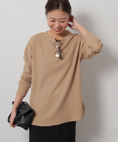 JOURNAL STANDARD relume(ジャーナルスタンダード レリューム)の「《追加9》TCワッフルロングスリーブTシャツ(Tシャツ/カットソー・レディース・ライトグレー/タン/チャコールグレー/ストーン・FREE)」の4枚目の写真