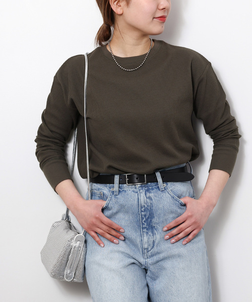 JOURNAL STANDARD relume(ジャーナルスタンダード レリューム)の「《追加9》TCワッフルロングスリーブTシャツ(Tシャツ/カットソー・レディース・ライトグレー/タン/チャコールグレー/ストーン・FREE)」の9枚目の写真