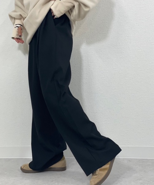 gossara(ゴサラ)の「スーツ地タックパンツ(スラックス・レディース・ブラック/カーキ/グレー・MEDIUM)」の4枚目の写真