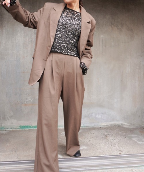 gossara(ゴサラ)の「スーツ地タックパンツ(スラックス・レディース・ブラック/カーキ/グレー・MEDIUM)」の19枚目の写真
