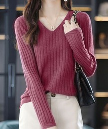 THISIS（ディスイズ）の「リブ編みVネックトップス（ニット/セーター）」