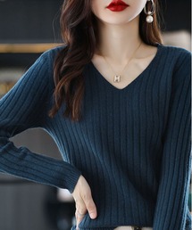 リブ編み」に該当するニット/セーター（ブルー・ネイビー/青色系