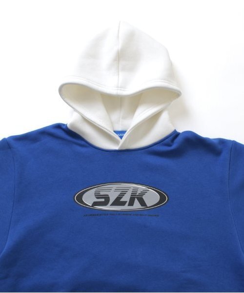 GLAZOS（グラソス）の「【大人向けサイズあり】【あったか】裏起毛・袖レイヤードフロントプリントパーカー（パーカー・キッズ・ブラック/ブルー・L/M/S/LL）」の7枚目の写真