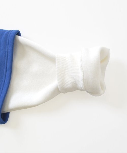 GLAZOS（グラソス）の「【大人向けサイズあり】【あったか】裏起毛・袖レイヤードフロントプリントパーカー（パーカー・キッズ・ブラック/ブルー・L/M/S/LL）」の9枚目の写真