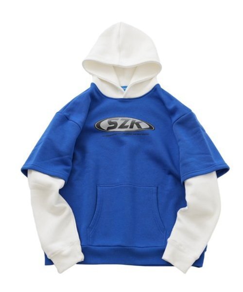 GLAZOS（グラソス）の「【大人向けサイズあり】【あったか】裏起毛・袖レイヤードフロントプリントパーカー（パーカー・キッズ・ブラック/ブルー・L/M/S/LL）」の13枚目の写真