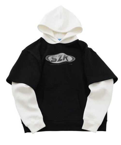 GLAZOS（グラソス）の「【大人向けサイズあり】【あったか】裏起毛・袖レイヤードフロントプリントパーカー（パーカー・キッズ・ブラック/ブルー・L/M/S/LL）」の14枚目の写真