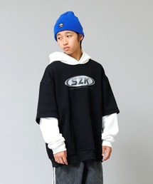 GLAZOS | 【あったか】裏起毛・袖レイヤードフロントプリントパーカー(パーカー)