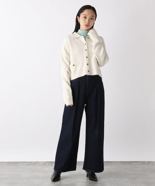 JEANASIS（ジーナシス）の「アルパカポロカラーショートカーディガン