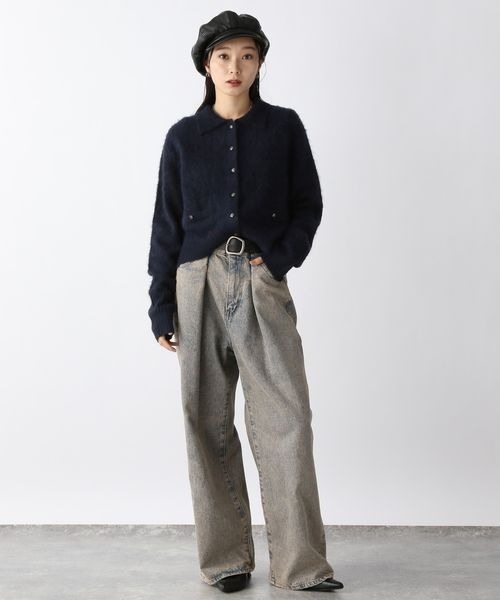   Jeans グレー バーシティ カーディガン JEANASIS（ジーナシス）の「バイカラーダブルZIPカーディガン