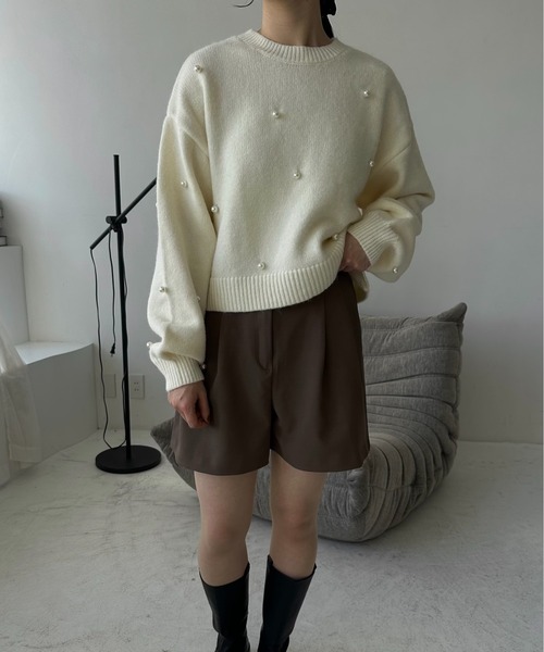 I_am(アイアム)の「double tuck short pants / ダブルタックショートパンツ(その他パンツ・レディース・ベージュ/ブラック/カーキブラウン・FREE)」の8枚目の写真