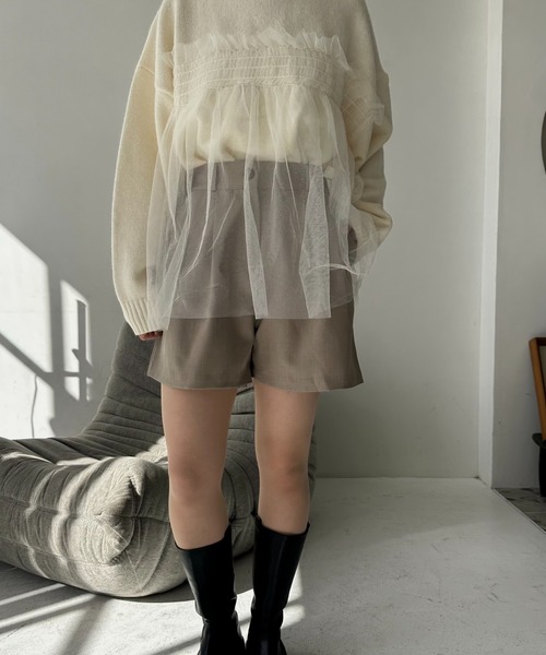 I_am(アイアム)の「double tuck short pants / ダブルタックショートパンツ(その他パンツ・レディース・ベージュ/ブラック/カーキブラウン・FREE)」の13枚目の写真