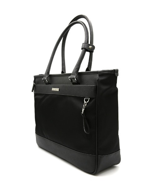 KATHARINE E HAMNETT(キャサリン・イー・ハムネット)の「【KATHARINE E HAMNETT-キャサリン・イー・ハムネット-】トートバック ナイロン×サフィアーノ調 多収納 無地 通年(トートバッグ・メンズ・ネイビー/ブラック・FREE)」の3枚目の写真