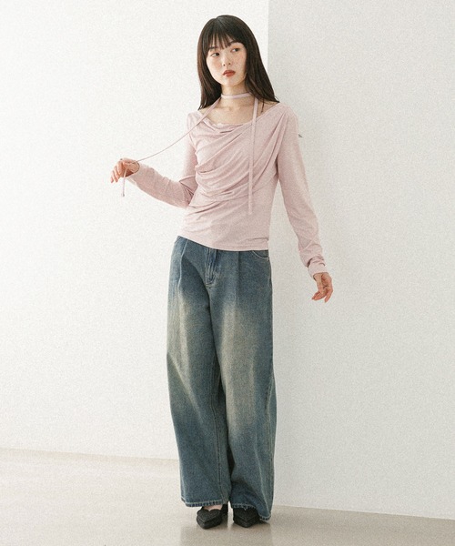 セール】ハイウエストデニムワイドパンツ2 250170（デニムパンツ