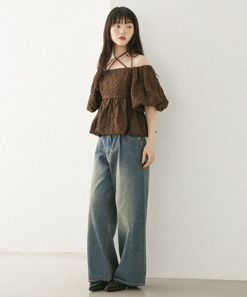 セール】ハイウエストデニムワイドパンツ2 250170（デニムパンツ